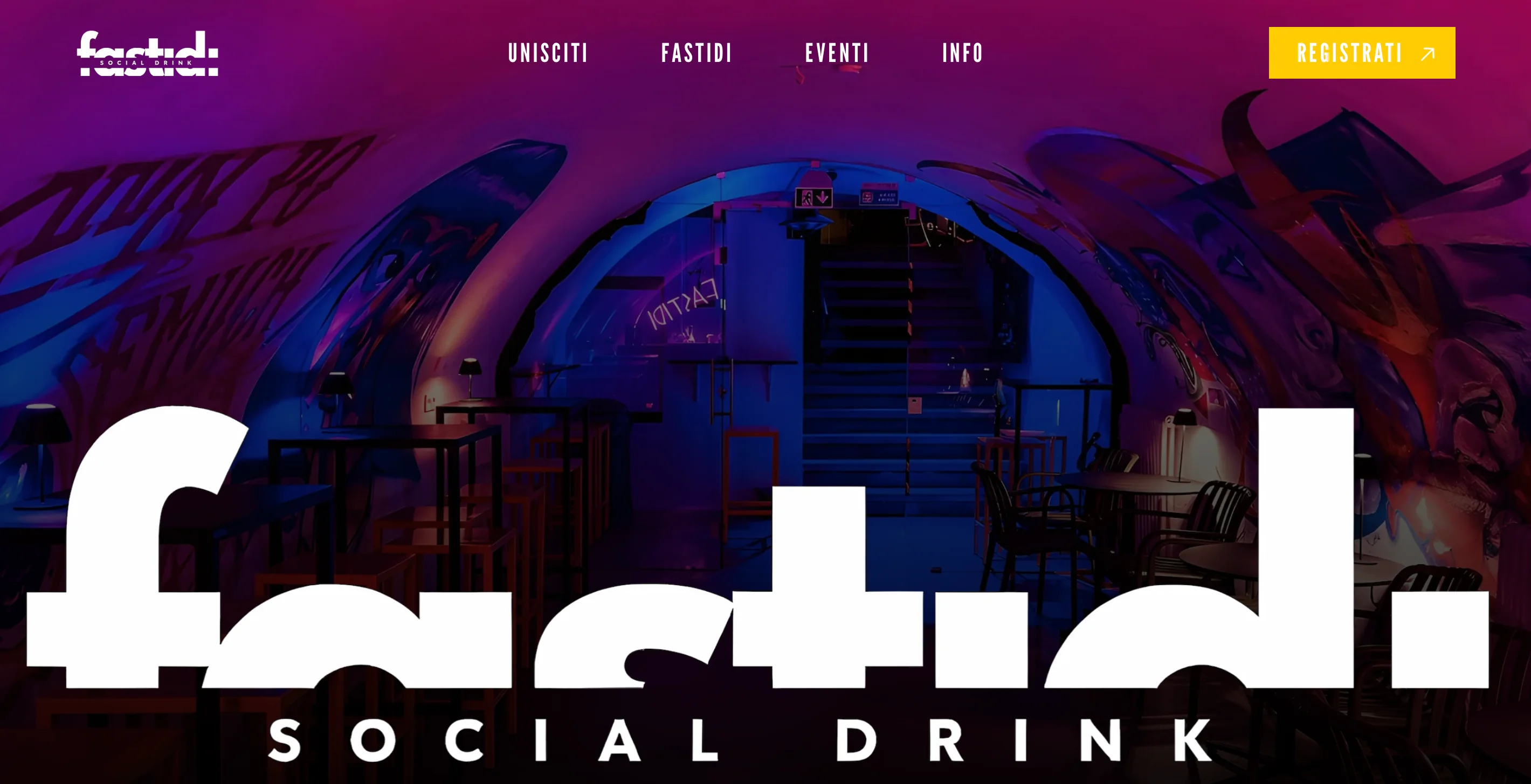 Homepage del sito fastidisocialdrink.com realizzato da NetNova