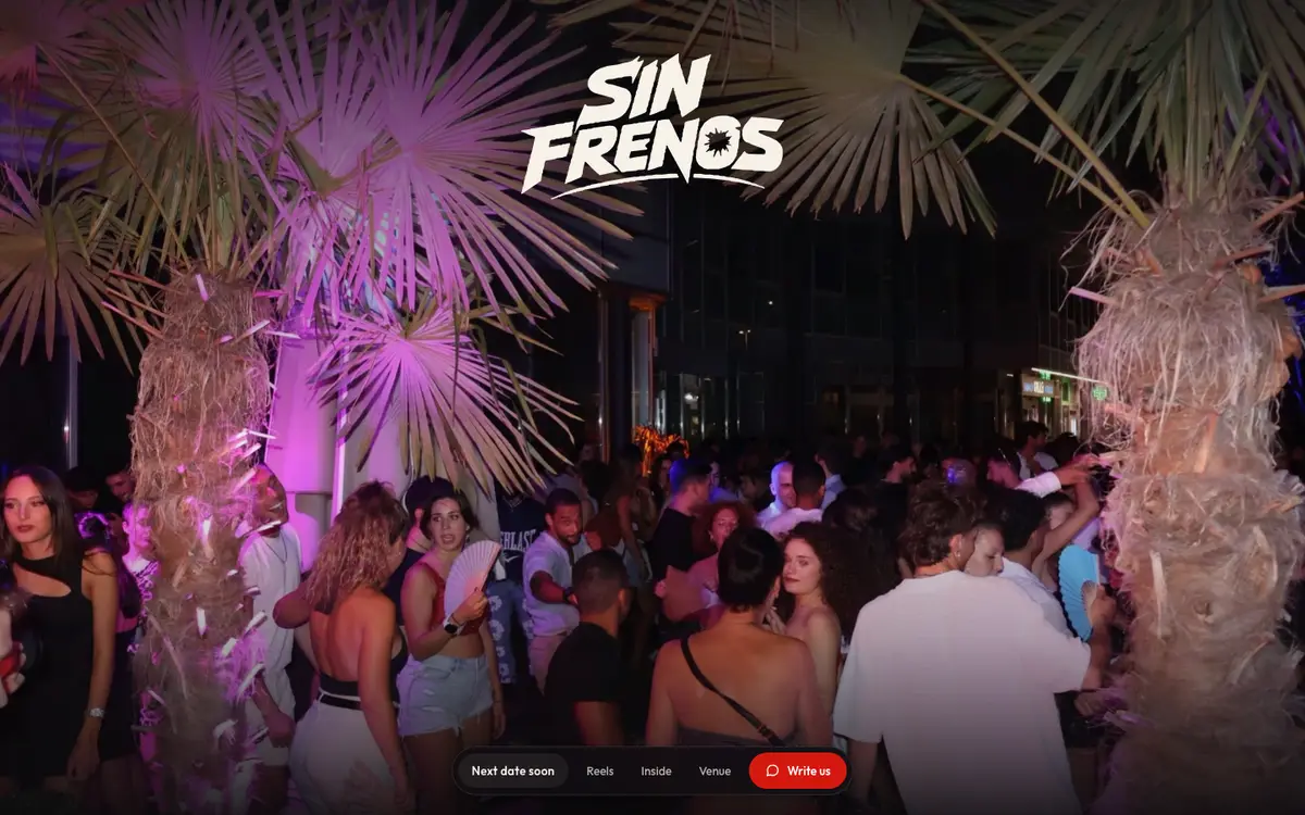 Homepage del sito sinfrenosevents.com realizzato da NetNova